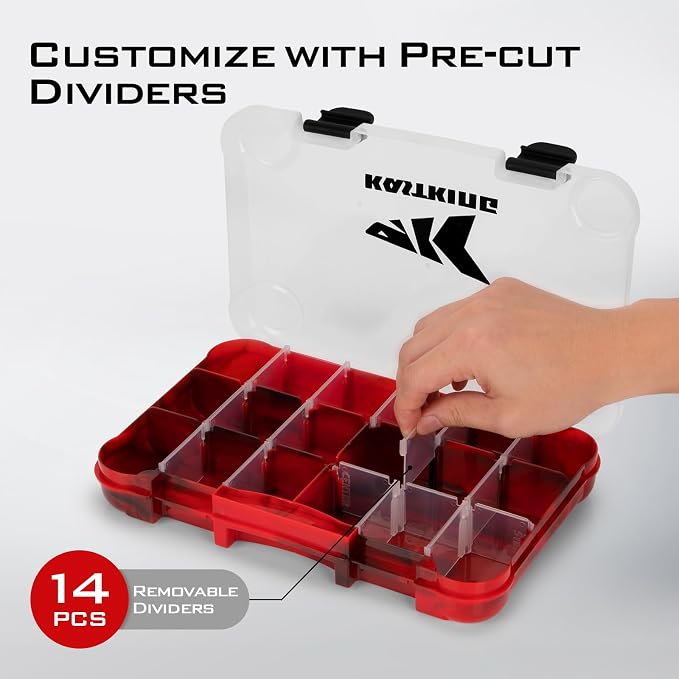 KastKing Tackle Boxes, Plastic Box, Plastic Storage Organizer Box with Removable Dividers - Fishing Tackle Storage - Box Organizer - 2 Packs /4 Packs Tackle Trays - Parts Box