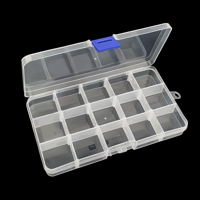 ZUFECY Fishing Tackle Box, Storage Organizer with Adjustable 15 Dividers, Transparent Organizer Tray Organizers and Storage Box for Tackle Bead