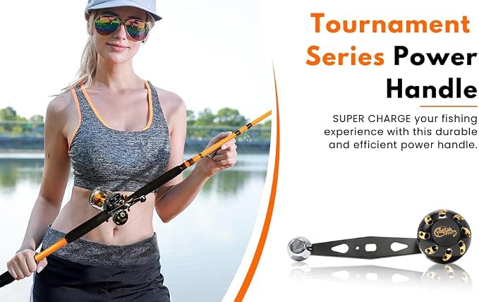 Catfish Pro Tournament Series Power Handle for 600CTS, Fishing for Fun Reel, Abu Garcia Ambassadeur C3/C4/S/SX 5000-6600 | Premium Fishing Handle | Baitcaster Enhances Reel Performance & Comfort