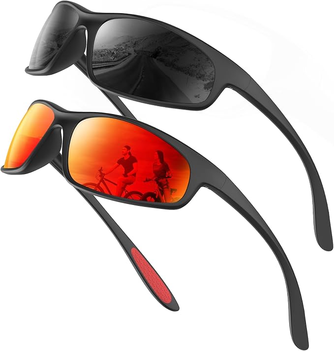 KALIYADI Mens-Sunglasses Polarized Sunglasses-Men Sports: Sport Sun Glasses for Running Cycling Fishing with UV Protection
