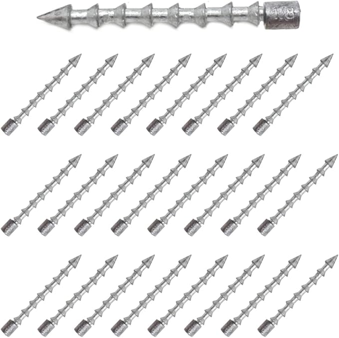 Reaction Tackle Lead Nail Weights for Plastic Worms, Wacky Rig and Neko Rig - Insert Pencil Sinkers for Bass Fishing Soft Plastic Lures - 25-Pack