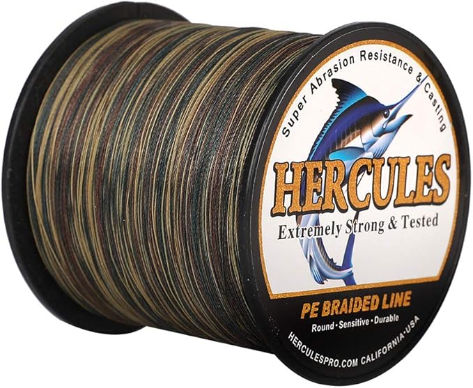 HERCULES Cost-Effective Super Strong 4 Strands Braided Fishing Line 6LB to 100LB Test for Salt-Water, 109/328 / 547/1094 Yards (100M / 300M / 500M / 1000M), Diam# 0.08MM - 0.55MM, Hi-Grade