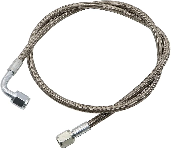 GXARTS 36" Billet Steel Braided Turbo Oil Feed Line Length 551871 4AN 90 Degree Straight Hose Straight PTFE line straight Hose End Pressure Stainless Remote Turbocharger