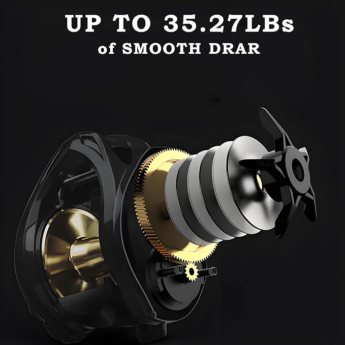 Carbon Fiber Baitcasting Reel, Baitcasting Fishing Reel for Trout Fishing, 35lbs Max Drag, 6.3:1 Gear Ratio, Double Row Magnetic Brake