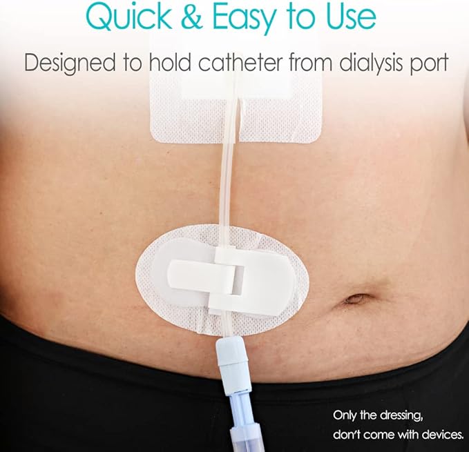 Peritoneal Dialysis PD Catheter Holder Adhesive Patch Stabilization Device for Picc Line Stomach Feeding Peg J Tube G-Tube Urine Foley Catheter | Individually Packed| Non-Woven Dressing (Pack of 5)