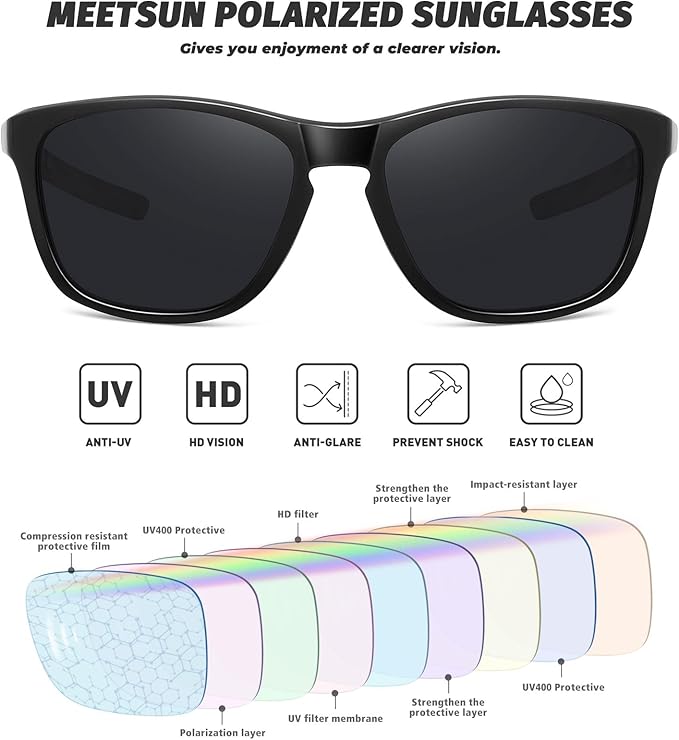 MEETSUN Polarized Sports Sunglasses for Women Men Driving Running Cycling Fishing Sun Glasses UV400 Protection