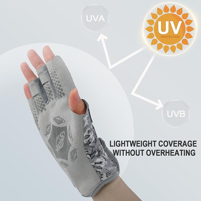 Palmyth UPF 50+ Fingerless Sun Fishing Gloves –UV Protection Lightweight Water Sports Gloves for Kayaking, Paddling & Canoeing