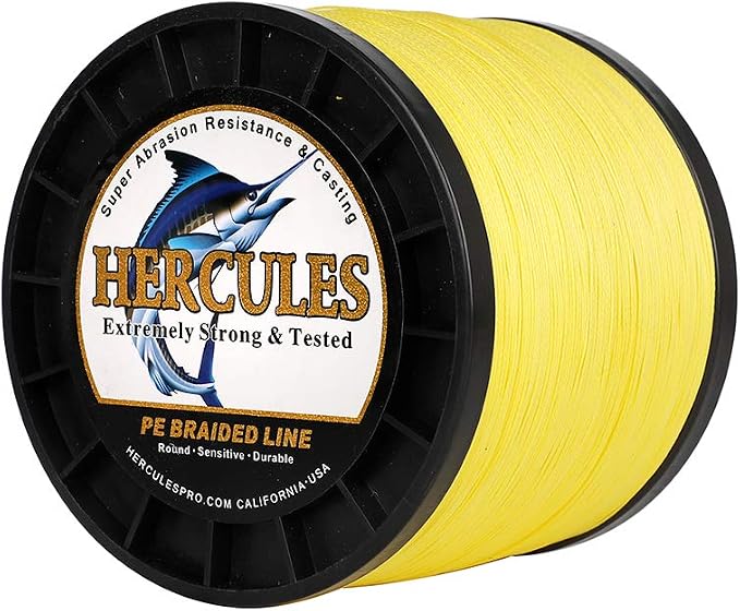 HERCULES Cost-Effective Super Cast 8 Strands Braided Fishing Line 10LB to 300LB Test for Salt-Water,109/328/547/1094 Yards(100M/300M/500M/1000M),Diam.#0.12MM-1.2MM,Hi-Grade Performance,Variety Colors