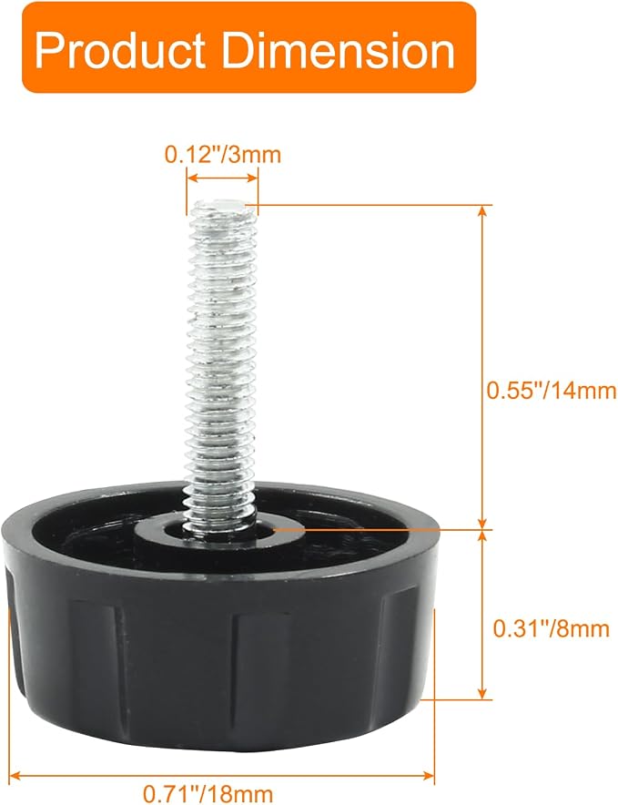 Fishing Reel Handle Screw Caps,Black Fishing Reel Handle Nut, Fishing Spining Reel Knob Screw for Handle Grip