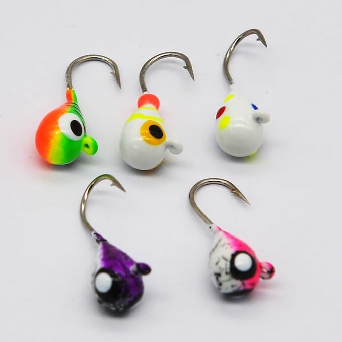 Tungsten Ice Fishing Jig Set Ice Fishing Lures, Max Sensitive Tungsten Tear Drop Ice Jig Head Hook for Panfish, Crappie, Walleye, Perch, Trout, Bluegill