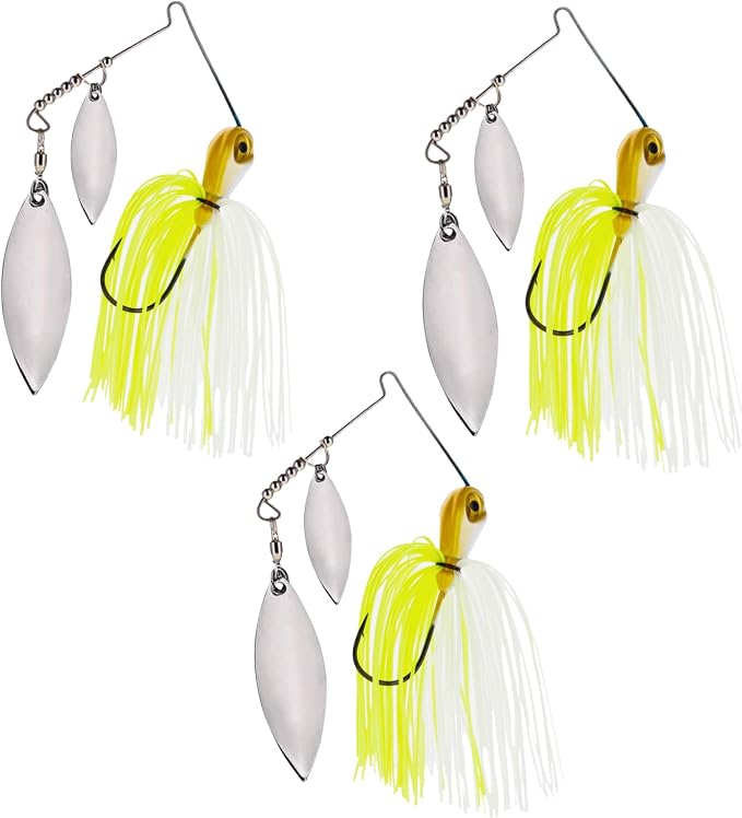 Reaction Tackle Spinner Bait Fishing Lure for Bass Fishing Also for Trout Pike Salmon Walleye (3-Pack)
