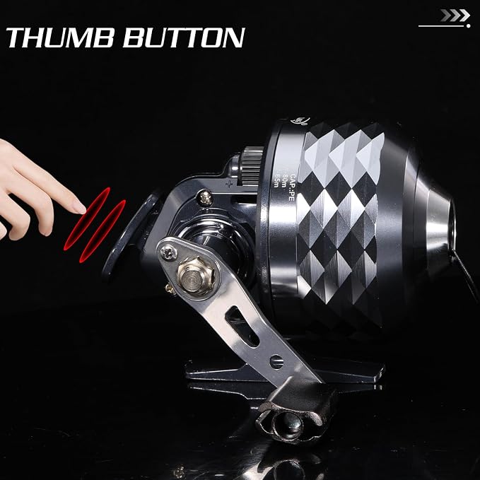 Sougayilang Spincast Fishing Reel - 3.9:1 High Speed, All-Metal Gears, 10LB Drag - Easy Push Button Casting for Bass, Trout, Catfish - Left/Right Hand Changeable，Includes Monofilament Line