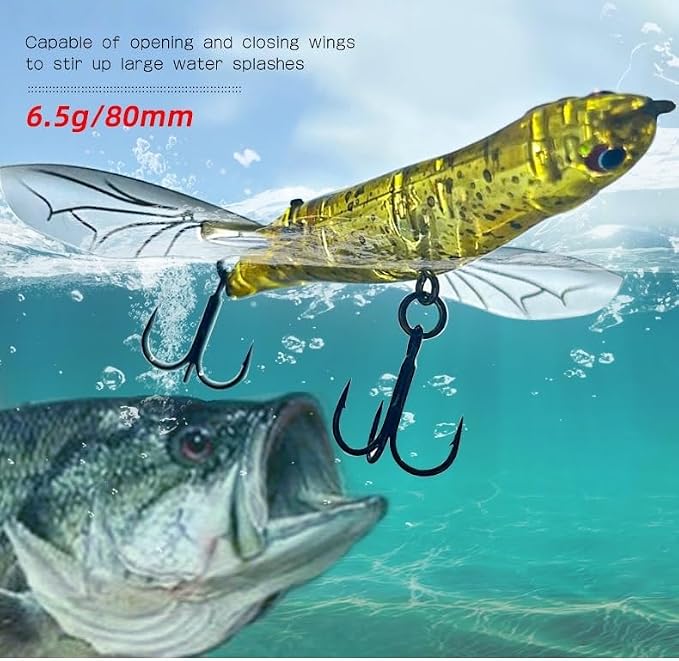 opwater Crawler Walks On Water Dragonfly Big Bass Blow Ups Great Fishing Gift Great for Freshwater Fishing