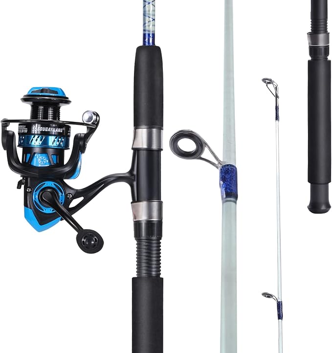 Sougayilang Catfish Fishing Rod and Reel Combo, 2-Piece Spinning Combo, Durable Graphite & Glass Blanks Fishing Pole for Crappie