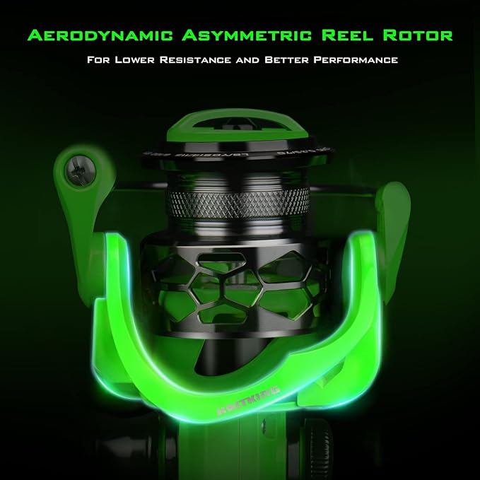 KastKing Zephyr Spinning Reels – 7+1/6+1 BB – Carbon Fiber Drag – Stainless Steel Shaft – Aluminum & CNC Spool – Black/Green/Orange – Sizes 500/1000 SFS – ICE Fishing Ready Reels!