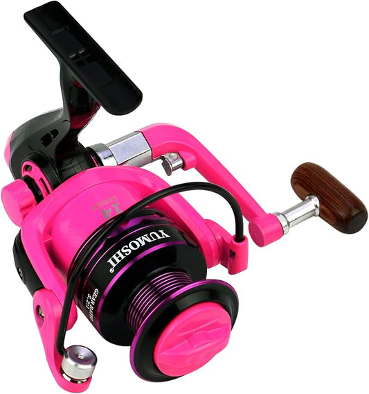 Fishing Spinning Reel Gear Ratio 5.2:1 Lightweight Left/Right Hand Interchangeable Ultra Smooth Powerful 2000, 3000, 4000, 5000, 6000, 7000 Series Pink