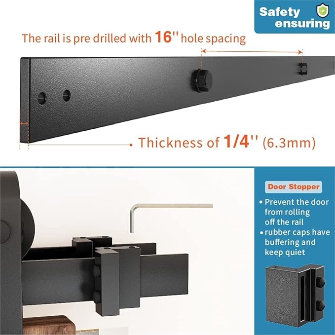 ZEKOO 7FT Double Track Bypass Sliding Barn Door Hardware Kit for 2 Doors, Bypass Barn Door Track Kit, Low Ceiling, Easy Install, Fit 42" Wide Door Panel
