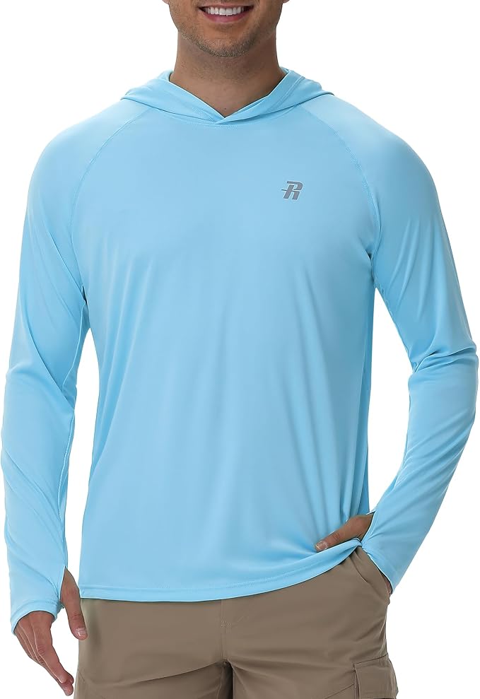 Runhit UPF 50+ Fishing Shirts for Men Long Sleeve Sun Protection Hoodie Lightweight Outdoor Workout Hiking Running Rash Guard