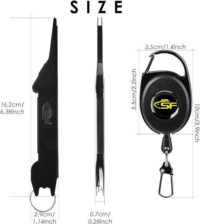 SF 3 in 1 Black Fly Fishing Nipper Fly Line Cutter Knot Tying Tool