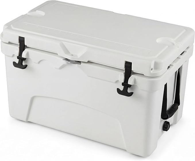 COSTWAY Portable Insulated Hard Cooler – Keeps Ice Up to 6 Days, Heavy-Duty Outdoor Ice Chest with Cup Holders, Built-in Fish Ruler & Bottle Opener for Camping, Fishing, Beach, Tailgating