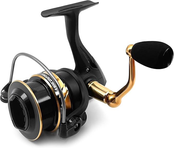 Ashconfish Spinning Fishing Reel, Graphite Body, 7+1 Stainless Steel BB, 5.0:1 Gear Ratio, Lightweight Spinning Reel for Freshwater Saltwater Fishing, Come with 109 yds Braided Line