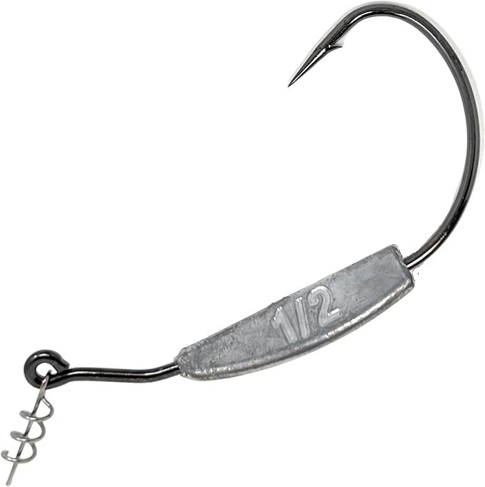 Reaction Tackle Weighted Swimbait Hooks for Bass Fishing - Weedless Fishing Hooks with Twist Lock for Freshwater and Saltwater (10-Pack)