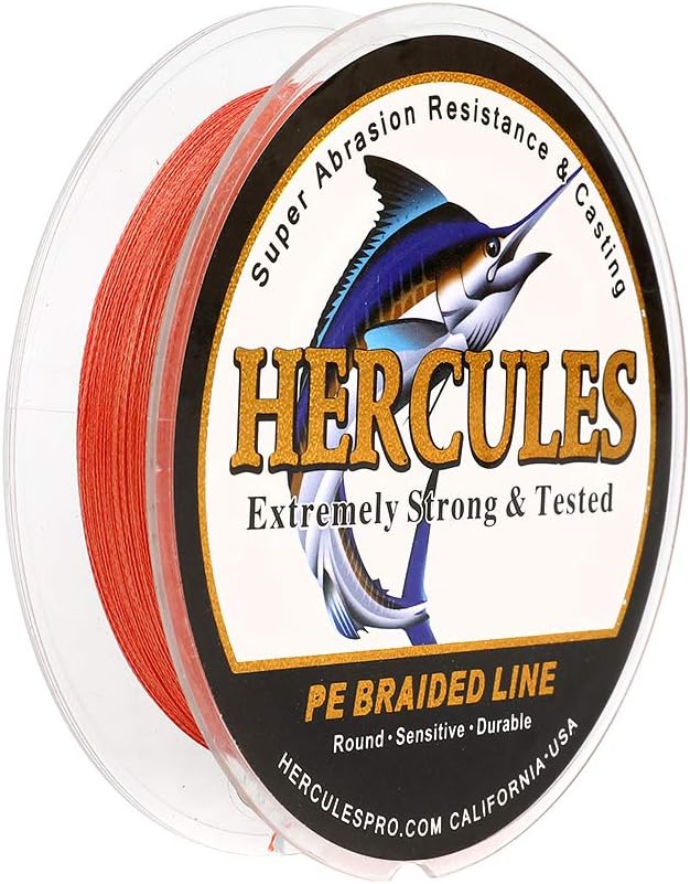 HERCULES Cost-Effective Super Strong 4 Strands Braided Fishing Line 6LB to 100LB Test for Salt-Water, 109/328 / 547/1094 Yards (100M / 300M / 500M / 1000M), Diam# 0.08MM - 0.55MM, Hi-Grade