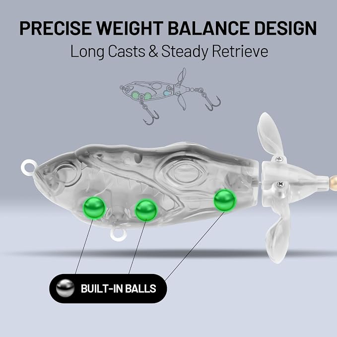 Handing Topwater Fishing Lure 3 Pieces Bass Fishing Lure with Mustad Hook, Lifelike Swimbait for Pike Catfish, for Anglers, 1/2oz, 3/4oz and 1oz