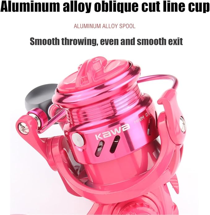 Pink Fishing Reel, Metal Waterproof Lightweight Fishing Reel - 5+1 HPCR Ball Bearing, Smooth Operation - Lightweight Fishing Reel