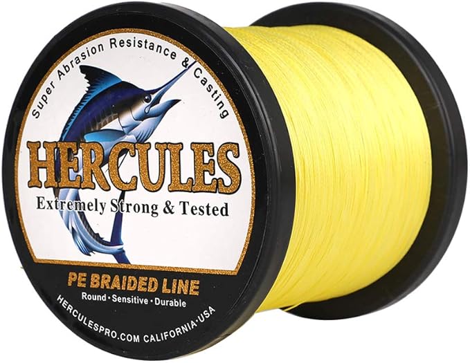 HERCULES Cost-Effective Super Cast 8 Strands Braided Fishing Line 10LB to 300LB Test for Salt-Water,109/328/547/1094 Yards(100M/300M/500M/1000M),Diam.#0.12MM-1.2MM,Hi-Grade Performance,Variety Colors