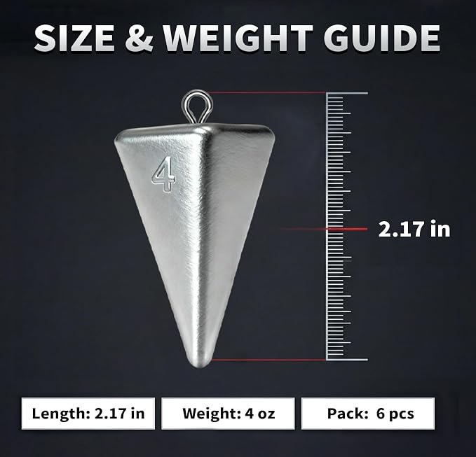 Pyramid Fishing Weights Sinkers Kits Triangle Ocean Saltwater Surf Fishing Gear Tackle Bullet Fishing Weights Sinker 2oz 3oz 4oz