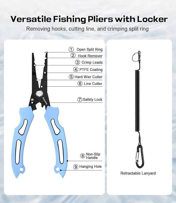 Sidomma Pro Fishing Gear and Equipment Tools Accessories Kit with Fishing Pliers Fillet Knife Scissors Fish Lip Gripper Fish Ruler Fishing Gifts for Men Saltwater Fishing Fly Fishing Ice Fishing