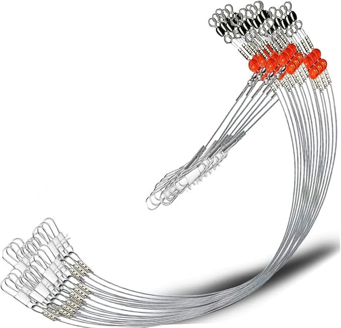 YOTO Fishing Leaders,Stainless Steel Tackle Rig with Tackle Lure Swivels Snaps, Saltwater rig Wire Leader Fishing Leader Wire Bottom rigs for Saltwater