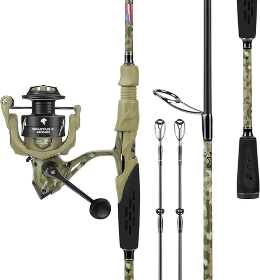 KastKing Spartacus Defender Twin-Tip Fishing Rod and Reel Combo, Spinning & Baitcaster Combo, KastFlex IM7 Graphite 2-Piece Blanks with Backup Tip Section, PTS System, EVA Handles