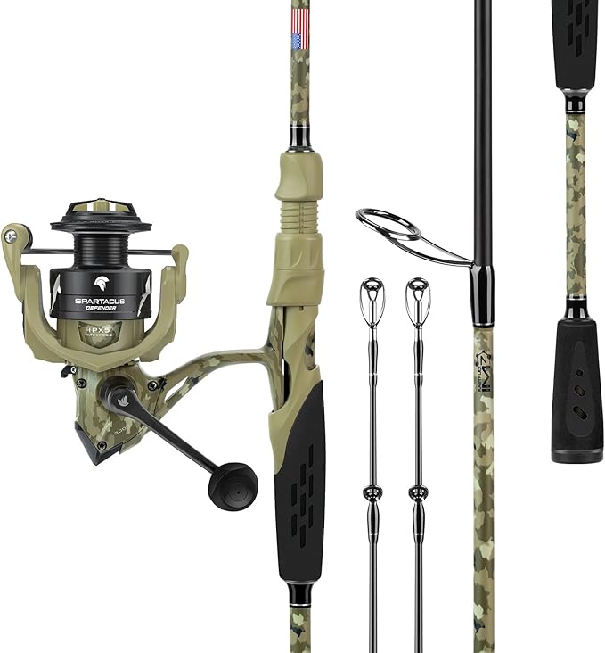 KastKing Spartacus Defender Twin-Tip Fishing Rod and Reel Combo, Spinning & Baitcaster Combo, KastFlex IM7 Graphite 2-Piece Blanks with Backup Tip Section, PTS System, EVA Handles