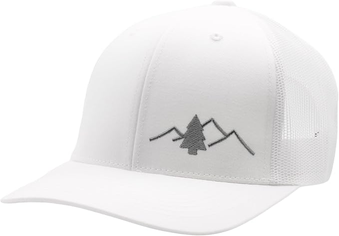 LINDO Trucker Hat [ Great Outdoors Design ] for Men and Women: Mid Profile Cap with Breathable Mesh Back and Adjustable Snap