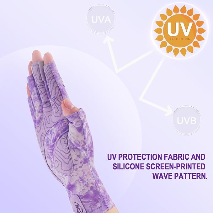 Palmyth UV Protection Fishing Fingerless Gloves UPF50+ Sun Gloves Men Women for Kayaking, Hiking, Paddling, Driving, Canoeing, Rowing