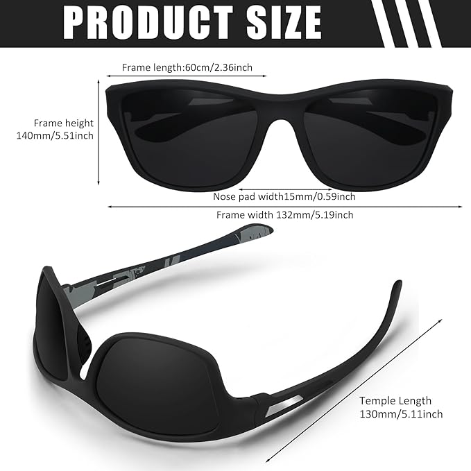 TOODOO 4 Pairs Men Polarized Sunglasses with UV Protection Driving Glasses Sports for Sport Outdoor Activities