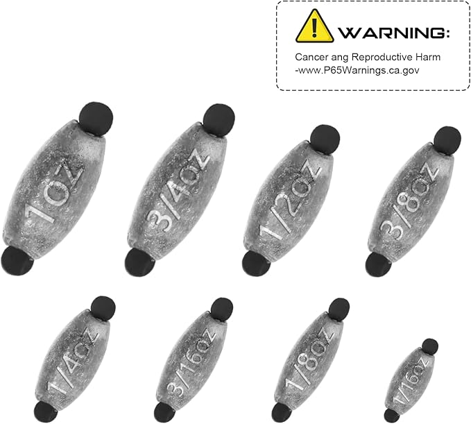 20 Pack Removable Rubber Core Weights Twist-Lock Sinker Size 1/16 1/8 3/16 1/4 3/8 1/2 3/4 1OZ