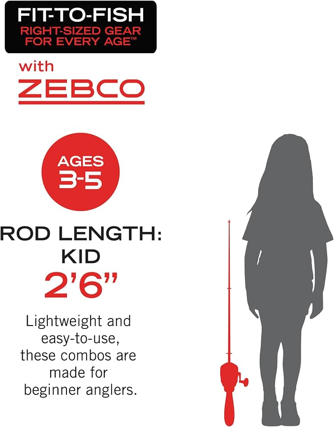 Zebco Youth Floating Spincast Reel and Fishing Rod Combo, Pre-Spooled with 6-Pound Cajun Line