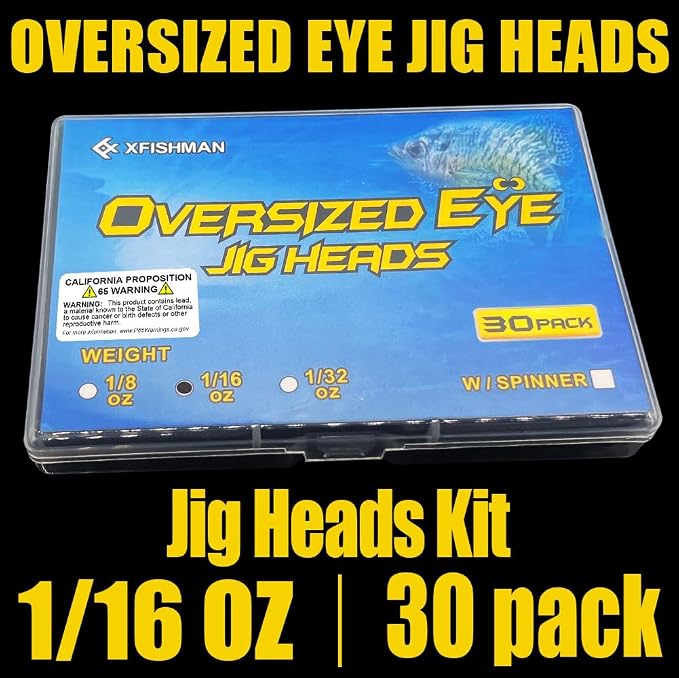 Crappie Jig Heads Kit With Underspin Spinner Blade, Lures and Jigs for Fishing - 30 & 50 Pack, 1/8, 1/16, 1/32 oz