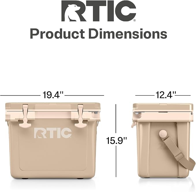 RTIC Ultra-Light Hard Cooler Insulated Portable Ice Chest Box for Drink, Beverage, Beach, Camping, Picnic, Fishing, Boat, Barbecue, 30% Lighter Than Rotomolded Coolers