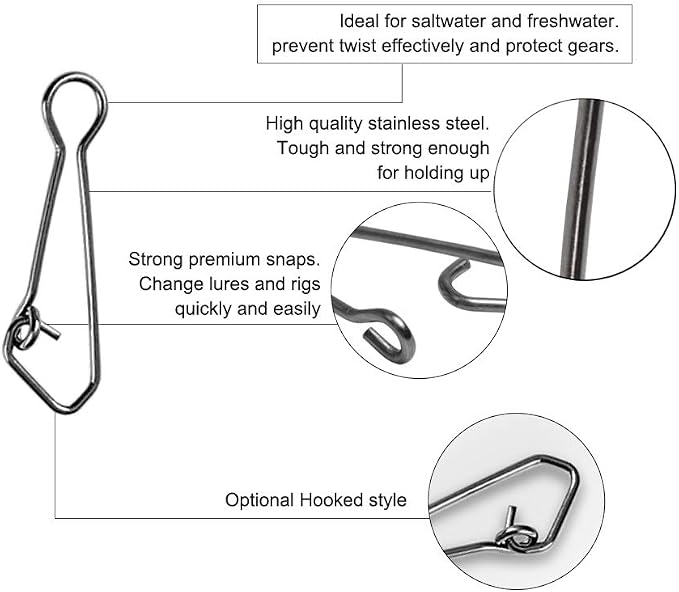 Dr.Fish Sinker Slides for Fishing, Sinker Weight Silder Line Slide Sleeve Swivel Duo Lock Snaps for Saltwater Surf Bottom Fishing Fish Fider Rig Catfish Rig
