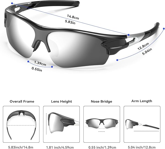 BEACOOL Polarized Sports Sunglasses for Men Women Youth Baseball Fishing Cycling Running Golf Motorcycle Tac Glasses UV400