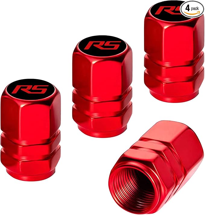 Aluminum 4pcs Tire Valve Cap Cover Set Compatible with Camaro RS Tire Valve Stem caps fiit for Camaro RS Car Accessories Decor. (Red-for-R-S)