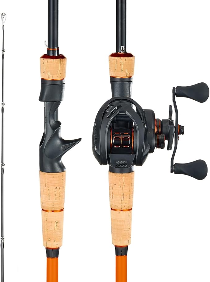VEVOR Rod and Fishing Reel Combo, IM6/7 Carbon Fiber Spinning/Baitcasting Rod and Reel Combo, Bass Fishing Pole, Stainless Steel Guides with Ceramic Rings