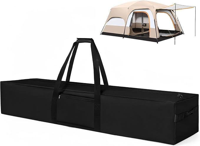 COOLBEBE 83" x 16" x 12" Extra Large Tent Storage Bag - 260L Heavy Duty Waterproof Duffle Bag for Tent Poles, Canopy, Hammock, Tripod, Fishing Gear, Sports Equipment & Outdoor Moving, Black