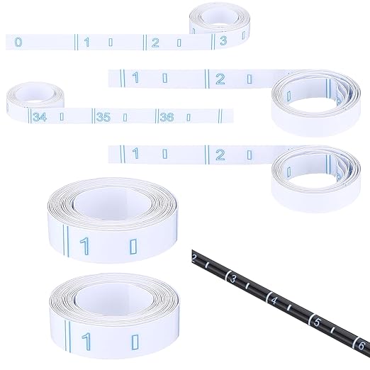 Gemscream 6 Pcs Rod Ruler 36'' Fish Measuring Decals Measuring Tape Stickers Transparent Tape Measure Kayak Fishing Accessories for Rod Boat Kayak (Blue)