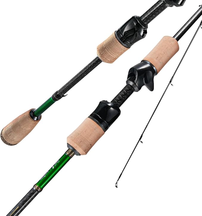 HANDING M1 BFS Rod Ultralight Fishing Rod 2-Piece Spinning & Baitcaster Rod with Seaguide RA Guides AA Cork Handle 30T Carbon Fiber for Trout Crappie Bluegill Yellow Perch Smallmouth Sunfish
