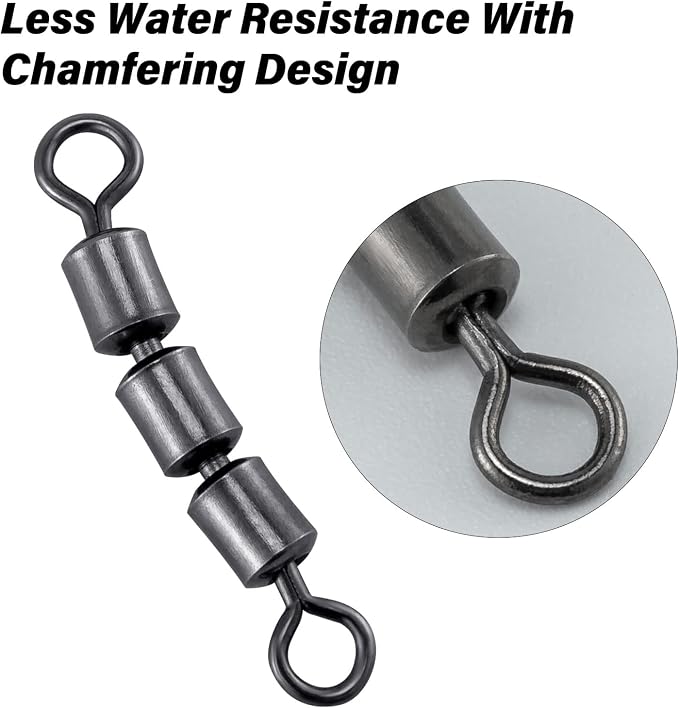 Dr.Fish High Speed 3 Roller Swivels, Bead Chain Barrel Swivels Fishing Tackle Trolling Rolling Leader Lure Connector Salmon Walleye Freshwater